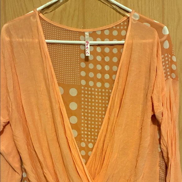 Chic Orange Wrap Blouse - Picture 2 of 4
